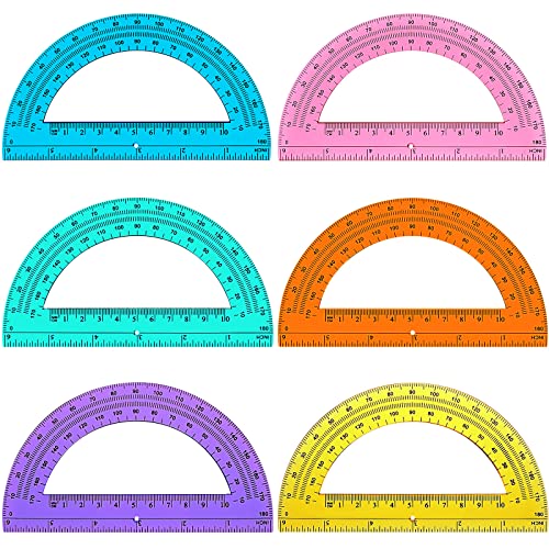 Math Protractors Plastic Protractors 180 Degrees 6 Inch Translucent Protractors for Geometry, Angle Measurement, Kids Students School Supplies (72 Pieces) by Zonon