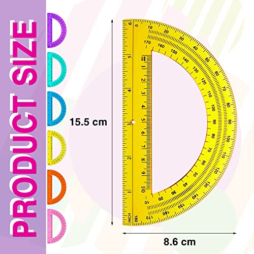 Math Protractors Plastic Protractors 180 Degrees 6 Inch Translucent Protractors for Geometry, Angle Measurement, Kids Students School Supplies (72 Pieces) by Zonon