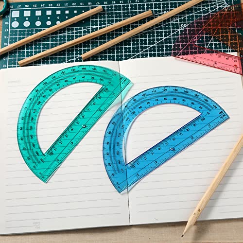 Math Protractors Plastic Protractors 180 Degrees 6 Inch Translucent Protractors for Geometry, Angle Measurement, Kids Students School Supplies (72 Pieces) by Zonon