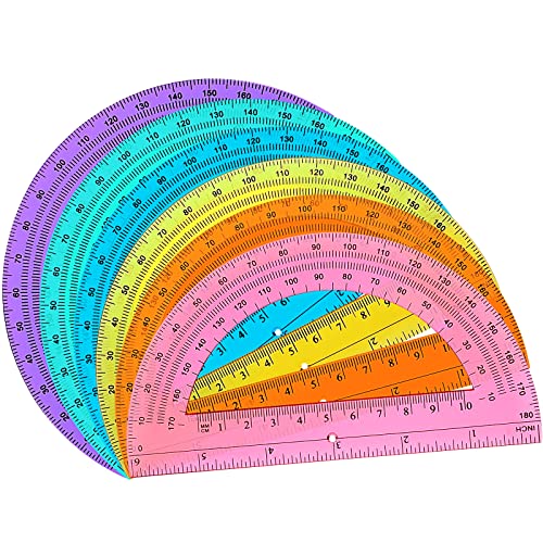Math Protractors Plastic Protractors 180 Degrees 6 Inch Translucent Protractors for Geometry, Angle Measurement, Kids Students School Supplies (72 Pieces) by Zonon