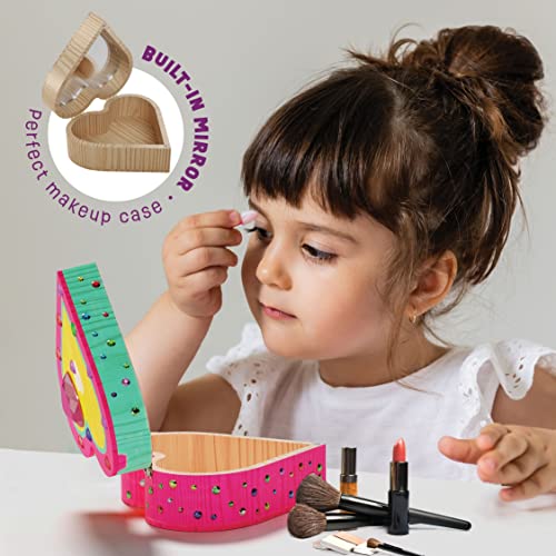 Paint Your Own Wooden Kids Heart Treasure Box Kit - Art Kits for Toddler Girl - Arts and Craft Easter Gifts for Ages 3-6 Year Old Girls - DIY Jewelry Box Toys - Best Crafts Painting Projects Gift from Pretty Me