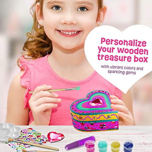 Paint Your Own Wooden Kids Heart Treasure Box Kit - Art Kits for Toddler Girl - Arts and Craft Easter Gifts for Ages 3-6 Year Old Girls - DIY Jewelry Box Toys - Best Crafts Painting Projects Gift from Pretty Me