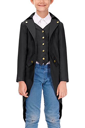 BesserBay Boys Gothic Black Medieval Costume Renaissance Pirate Victorian Vampire Tailcoat Jacket 11-12 Years from 