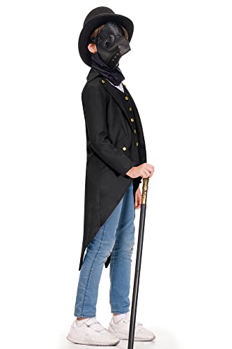 BesserBay Boys Gothic Black Medieval Costume Renaissance Pirate Victorian Vampire Tailcoat Jacket 11-12 Years from 