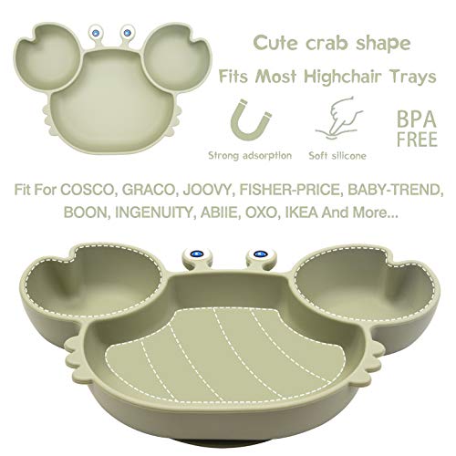 Silicone Suction Plate for Toddlers - Self Feeding Training Divided Plate Dish and Bowl for Baby and Toddler, Fits for Most Highchairs Trays, BPA Free Microwave Dishwasher Safe from Novos
