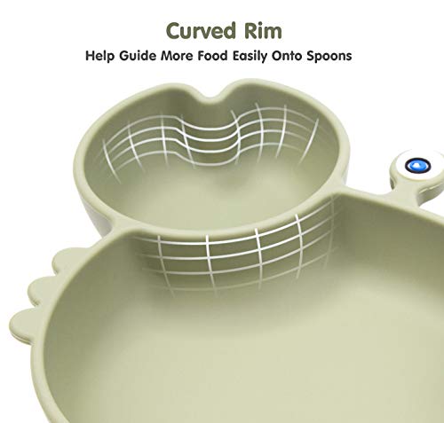 Silicone Suction Plate for Toddlers - Self Feeding Training Divided Plate Dish and Bowl for Baby and Toddler, Fits for Most Highchairs Trays, BPA Free Microwave Dishwasher Safe from Novos