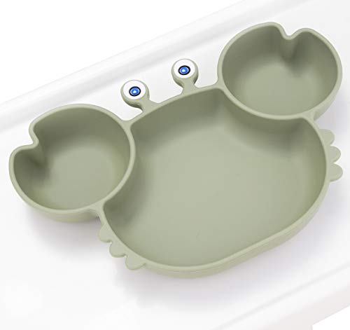 Silicone Suction Plate for Toddlers - Self Feeding Training Divided Plate Dish and Bowl for Baby and Toddler, Fits for Most Highchairs Trays, BPA Free Microwave Dishwasher Safe from Novos