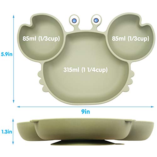 Silicone Suction Plate for Toddlers - Self Feeding Training Divided Plate Dish and Bowl for Baby and Toddler, Fits for Most Highchairs Trays, BPA Free Microwave Dishwasher Safe from Novos