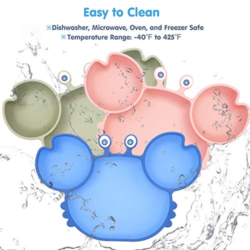 Silicone Suction Plate for Toddlers - Self Feeding Training Divided Plate Dish and Bowl for Baby and Toddler, Fits for Most Highchairs Trays, BPA Free Microwave Dishwasher Safe from Novos