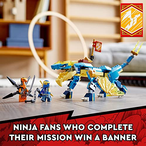LEGO NINJAGO Jayâs Thunder Dragon EVO 71760 Playset Featuring a Posable Dragon Toy, NINJAGO Jay and a Snake Toy; Building Kit for Kids Aged 6+ (140 Pieces) from LEGO