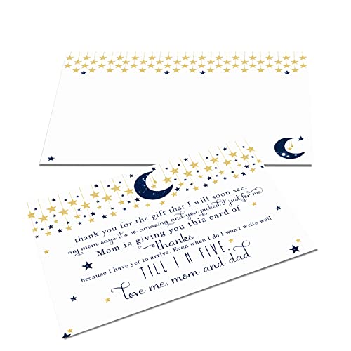 Twinkle Little Star Baby Shower Thank You Cards with Envelopes (25 Pack) Navy and Gold â Celestial Moon Theme - Thank You Note from Baby Boys - Flat Stationery Set (4 X 6 inches) Paper Clever Party by Paper Clever Party