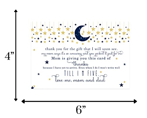 Twinkle Little Star Baby Shower Thank You Cards with Envelopes (25 Pack) Navy and Gold â Celestial Moon Theme - Thank You Note from Baby Boys - Flat Stationery Set (4 X 6 inches) Paper Clever Party by Paper Clever Party