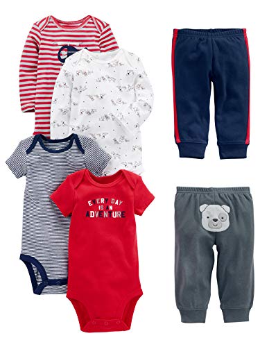 Simple Joys by Carter's Baby Boys 6-Piece Little Character Set, Red/Navy Bear, 3-6 Months by Simple Joys by Carter's