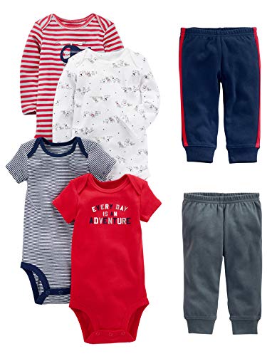 Simple Joys by Carter's Baby Boys 6-Piece Little Character Set, Red/Navy Bear, 3-6 Months by Simple Joys by Carter's