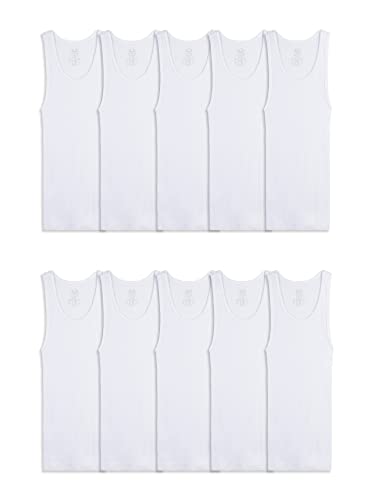 Fruit of the Loom Boy's Cotton Tank Top Undershirt (Multipack), Toddler-10 Pack-White, 2T/3T by Fruit of the Loom