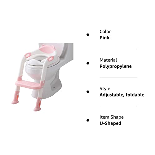 Potty Training Seat Ladder Toddler ,Potty Seat Toilet Boys Girls,Adjustable Kids Toilet Training Seat (Pink) by Fedicelly