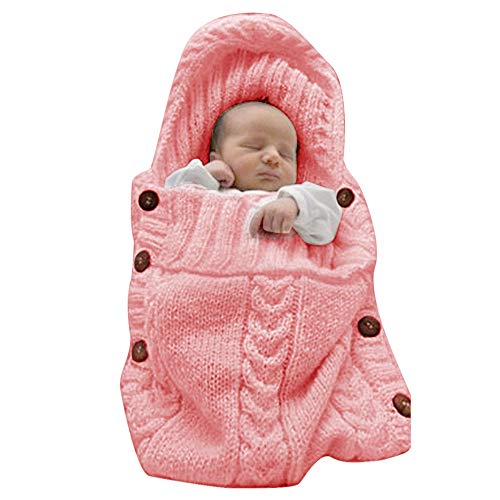 XMWEALTHY Newborn Baby Wrap Swaddle Blanket Knit Sleeping Bag Sleep Sack Stroller Wrap for Baby(Light Pink) (0-6 Month) by XMWEALTHY