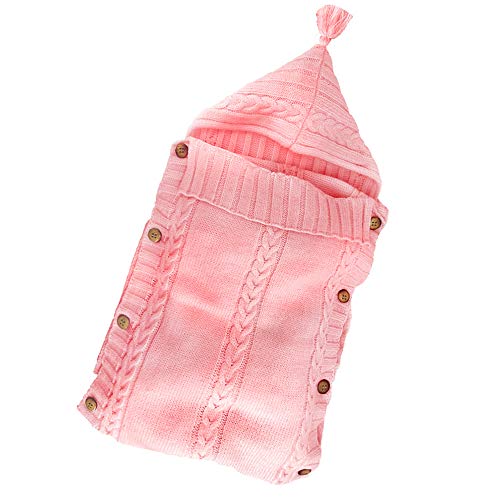 XMWEALTHY Newborn Baby Wrap Swaddle Blanket Knit Sleeping Bag Sleep Sack Stroller Wrap for Baby(Light Pink) (0-6 Month) by XMWEALTHY