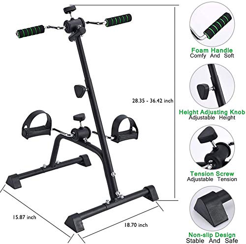 Pedal Exerciser Bike Hand Arm Leg and Knee Peddler Adjustable Fitness Equipment for Seniors, Elderly Home Pedal Exercise Bike for Total Body by NISDOKR