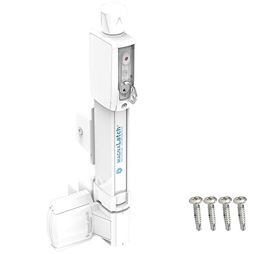 D&D Technologies ML3VPKAWT MagnaLatch Vertical Pull, Child & Pet Safety Magnetic Gate Latch and Lock, for Any Square Gate White by D&D TECHNOLOGIES