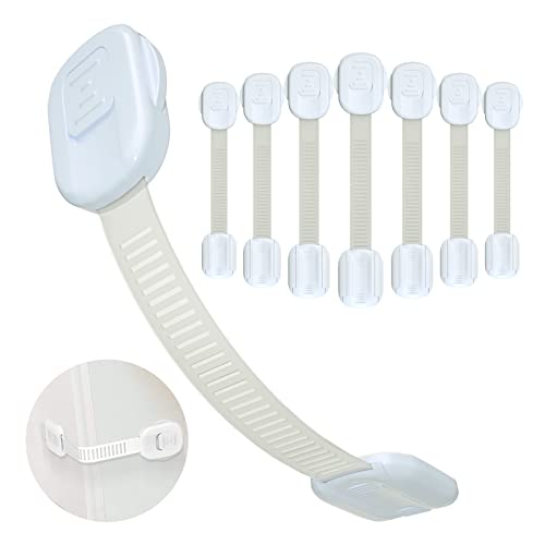 LOSODONA Child Cabinet Safety Locks for Toddlers (8 Pack) Baby Proof Drawer Locks Child Safety Strap Locks for Doors Fridges Toilet Ovens by LOSODONA