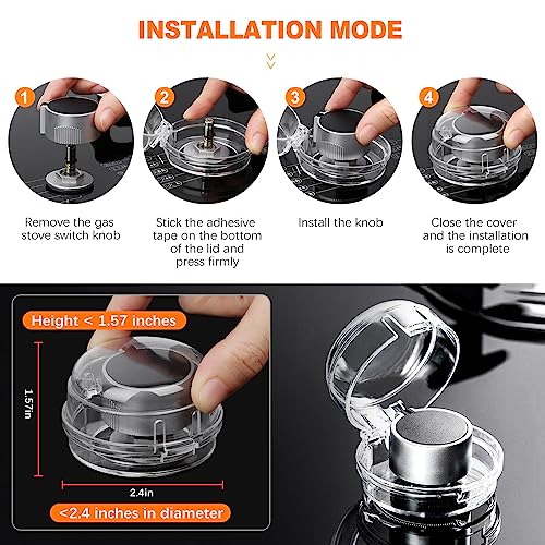 ZukoCert Stove Knob Covers for Child Safety, Thermostability Clear Easy Cleaning Gas Stove Knob Covers Protect Kids with A Child Proof Lock, Oven Knob Covers for Child Safety (5 Pack) from 
