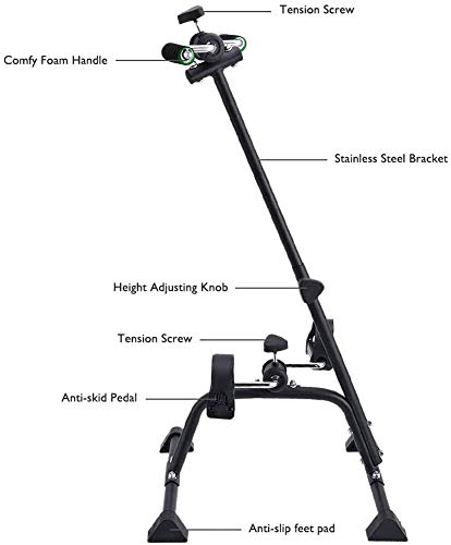 Pedal Exerciser Bike Hand Arm Leg and Knee Peddler Adjustable Fitness Equipment for Seniors, Elderly Home Pedal Exercise Bike for Total Body by NISDOKR