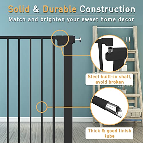Stand 38.5" Extra Tall Dog Gate for The House - 65.35"-68.11" Wide Long Large Pressure Mounted Baby Gates with Door for Stairs Doorways - Walk Through Indoor Toddler Puppy Pet Safety Gate by Fairy Baby