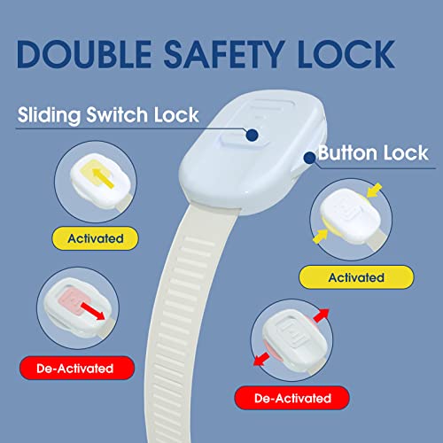 LOSODONA Child Cabinet Safety Locks for Toddlers (8 Pack) Baby Proof Drawer Locks Child Safety Strap Locks for Doors Fridges Toilet Ovens by LOSODONA