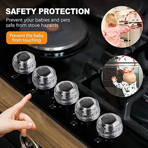 ZukoCert Stove Knob Covers for Child Safety, Thermostability Clear Easy Cleaning Gas Stove Knob Covers Protect Kids with A Child Proof Lock, Oven Knob Covers for Child Safety (5 Pack) from 