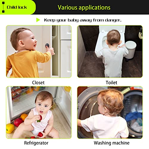 Child Safety Cabinet Lock 4 Pack, Maveek Baby Proof Refridgerator Button Lock Self Adhesive for Kids White, Safe Freezer Door Fridge Drawer Kitchen Oven Toilet Seat Keyless 8 Extra Stick Pads No Screw by maveek