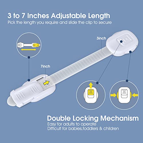 LOSODONA Child Cabinet Safety Locks for Toddlers (8 Pack) Baby Proof Drawer Locks Child Safety Strap Locks for Doors Fridges Toilet Ovens by LOSODONA