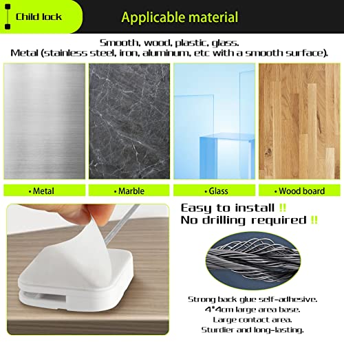 Child Safety Cabinet Lock 4 Pack, Maveek Baby Proof Refridgerator Button Lock Self Adhesive for Kids White, Safe Freezer Door Fridge Drawer Kitchen Oven Toilet Seat Keyless 8 Extra Stick Pads No Screw by maveek