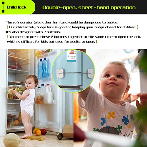 Child Safety Cabinet Lock 4 Pack, Maveek Baby Proof Refridgerator Button Lock Self Adhesive for Kids White, Safe Freezer Door Fridge Drawer Kitchen Oven Toilet Seat Keyless 8 Extra Stick Pads No Screw by maveek