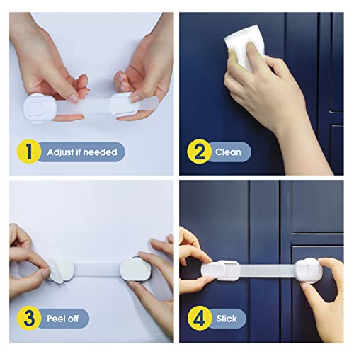 LOSODONA Child Cabinet Safety Locks for Toddlers (8 Pack) Baby Proof Drawer Locks Child Safety Strap Locks for Doors Fridges Toilet Ovens by LOSODONA