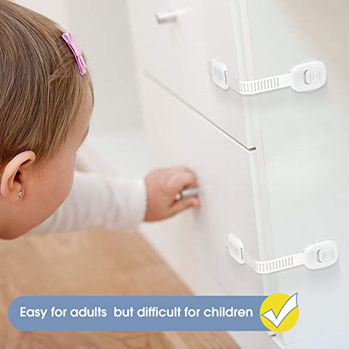 LOSODONA Child Cabinet Safety Locks for Toddlers (8 Pack) Baby Proof Drawer Locks Child Safety Strap Locks for Doors Fridges Toilet Ovens by LOSODONA