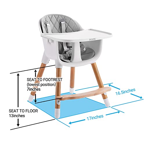IKARE Wooden Natural Baby High Chair W/Removable Tray & Safety Harness, 3-in-1 Infant Highchair/Booster/Kid Chair | Grows with Your Child | Adjustable Legs | Modern Wood Design (Gray) by IKARE Baby