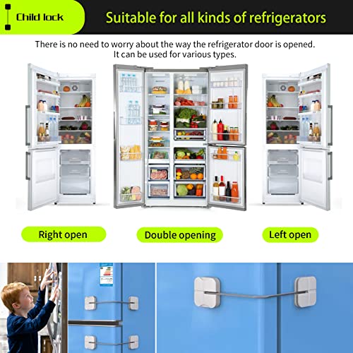 Child Safety Cabinet Lock 4 Pack, Maveek Baby Proof Refridgerator Button Lock Self Adhesive for Kids White, Safe Freezer Door Fridge Drawer Kitchen Oven Toilet Seat Keyless 8 Extra Stick Pads No Screw by maveek