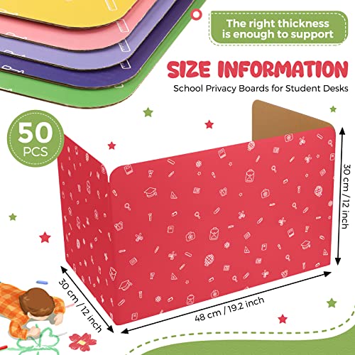 50 Pieces Privacy Boards Folders Bulk for Student Colored Classroom Desk Partition Divider Panels Cardboard Trifold Privacy Study Carrels for School Student Teacher Office Home Supplies, 10 Colors by Sherr
