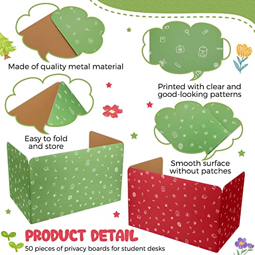 50 Pieces Privacy Boards Folders Bulk for Student Colored Classroom Desk Partition Divider Panels Cardboard Trifold Privacy Study Carrels for School Student Teacher Office Home Supplies, 10 Colors by Sherr