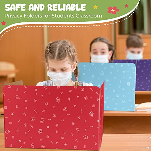 50 Pieces Privacy Boards Folders Bulk for Student Colored Classroom Desk Partition Divider Panels Cardboard Trifold Privacy Study Carrels for School Student Teacher Office Home Supplies, 10 Colors by Sherr