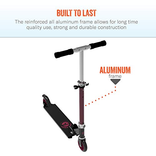 Pulse Performance Products 2 Wheel Aluminum Folding Scooter - Red/Black by Bravo Sports