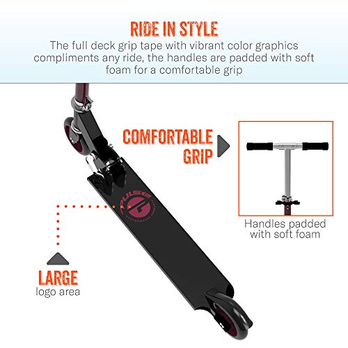 Pulse Performance Products 2 Wheel Aluminum Folding Scooter - Red/Black by Bravo Sports