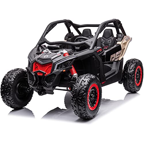 NEWQIDA 24V Ride on Car with Remote Control, 2 Seater Ride On Toys Off-Road Buggy Truck Licensed Can Am Maverick UTV Electric Vehicles for Boys Girls, EVA Rubber Wheels, Spring Absorbers, Black from NEWQIDA