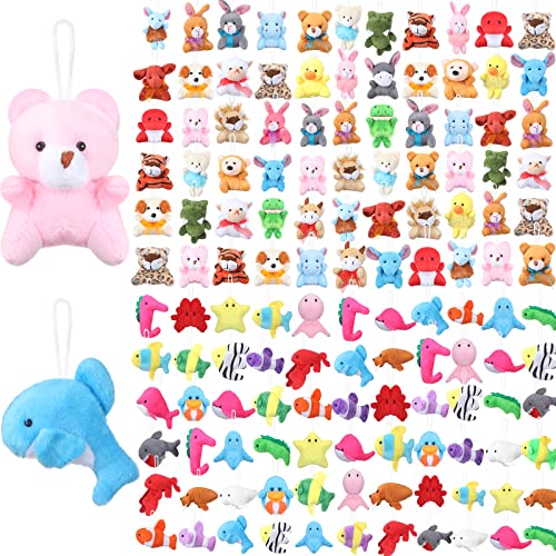 HyDren 120 Pcs Mini Animal Plush Toys Party Favors Small Stuffed Animals Bulk Cute Jungle Sea Animal Toy Keychain Decoration Birthday Party, Christmas, Classroom Prize, Teacher Student Award, Gift from HyDren