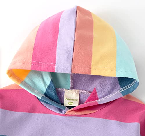 Julerwoo Girls Cotton Pink Sweatshirts Pullover Matching Hoodie Tops (9-10Years, Color Stripe) from 