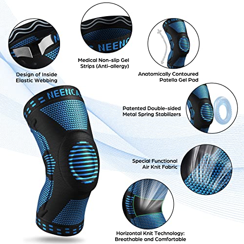 NEENCA Professional Knee Brace, Compression Knee Sleeve with Patella Gel Pad & Side Stabilizers, Knee Support Bandage for Pain Relief, Medical Knee Pad for Running, Workout, Arthritis, Joint Recovery by NEENCA