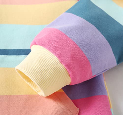 Julerwoo Girls Cotton Pink Sweatshirts Pullover Matching Hoodie Tops (9-10Years, Color Stripe) from 