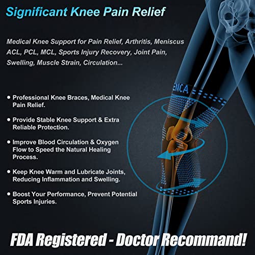 NEENCA Professional Knee Brace, Compression Knee Sleeve with Patella Gel Pad & Side Stabilizers, Knee Support Bandage for Pain Relief, Medical Knee Pad for Running, Workout, Arthritis, Joint Recovery by NEENCA