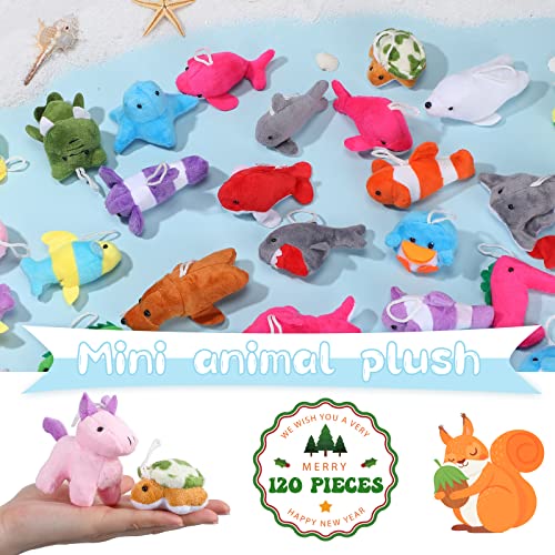 HyDren 120 Pcs Mini Animal Plush Toys Party Favors Small Stuffed Animals Bulk Cute Jungle Sea Animal Toy Keychain Decoration Birthday Party, Christmas, Classroom Prize, Teacher Student Award, Gift from HyDren